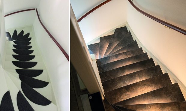 Afbeelding - Van oude trap naar nieuwe trap met ledverlichting